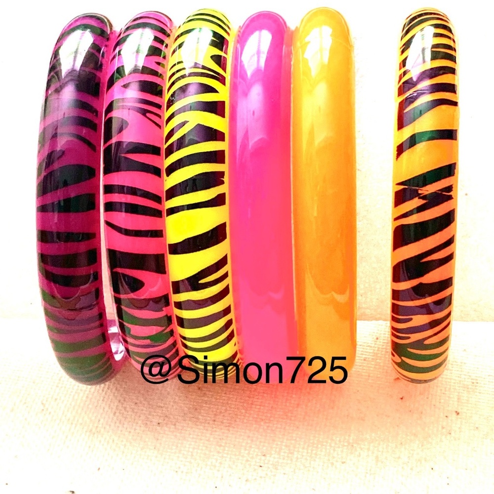 Zebra Print Bangle Bracelet  Multicolor Set
